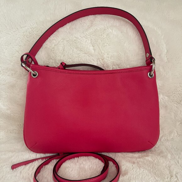 COACH Legacy Leather Double Gusset Hobo Crossbody #26601 Pink Scarlet - Picture 7 of 13